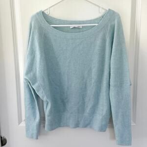 Intermix Wool Cashmere Bateau Neckline Dolman Sleeve Sweater Blue Small